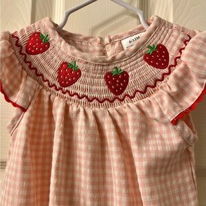 Strawberry Smocked Bubble 6-12 months